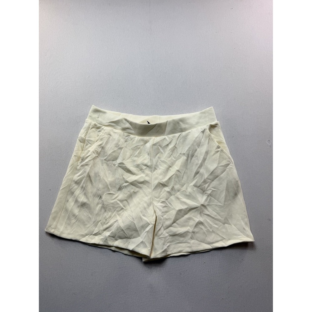 LazyPants Crinkle Shorts Womens Large Cream Good Pull On Pockets Lounge
